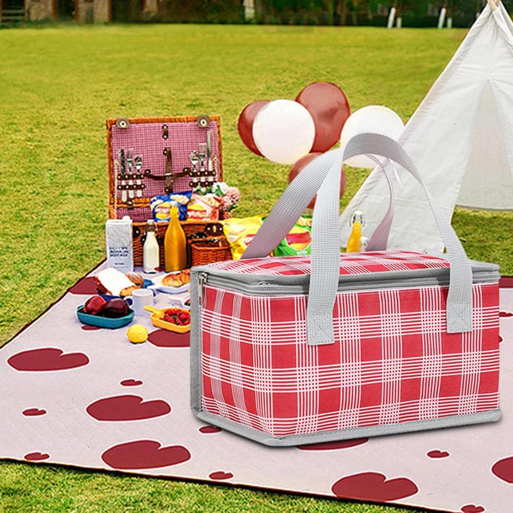 Large Capacity Picnic Insulated Storage Bag Outdoor Camping Food Thermal Pouch BBQ Basket Tote Bag For Camping Lunch Cooler Bags