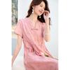 Sanpowa Elegantes Chinesisches Stil V-Ausschnitt A-Linie Midi-Kleid