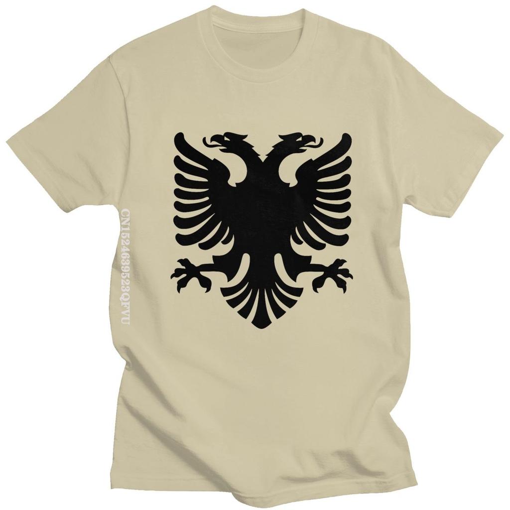 Flag Of Albania Eagle Tshirts Men Cotton Albanian Pride Tee Tops Round Neck Kawaii T Shirt Streetwear Men Casual Tshirt