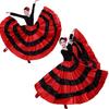 Flamenco Woman Spanish Skirt Gypsy Polyester Satin Smooth Big Swing Carnival Party Ballroom Belly Dance Costumes Dress