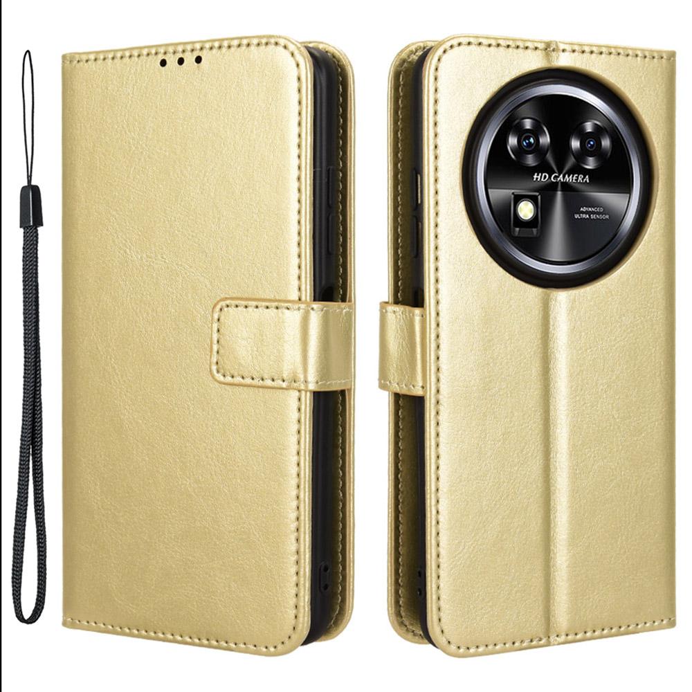 

For Oukitel C37 Case Wallet PU Leather Phone Cover Crazy Horse Texture Gold