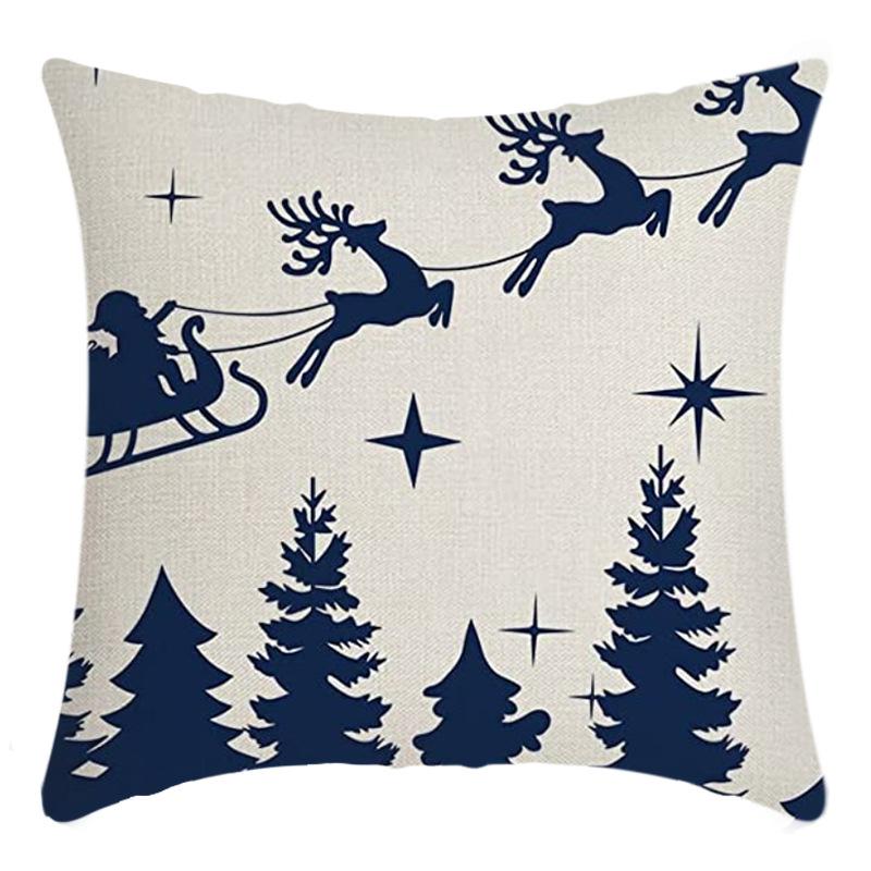 New Christmas Pillowcase Linen Digital Printed Short Plush Christmas Pillowcase Cushion Cover