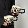 OLOEY Vintage Floral Ceramic Goblet Mug
