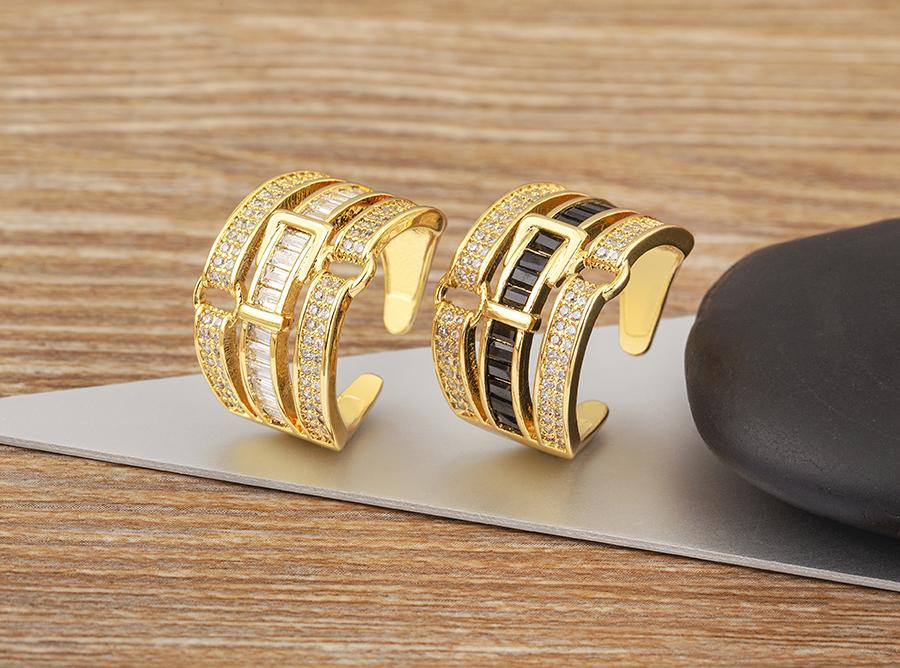 Nidin New Arrival Punk Bandage Shape Shiny Crystal Zircon Multilayer Open Rings 2 Colors For Women Girl Daily Party Jewelry Gift