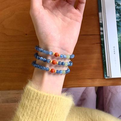 Blue Crystal Nanhong Handmade Beaded Bracelet Fashion Light Luxury Cool Sense Bracelet Niche Versatile Exquisite Advanced Sense Jewelry