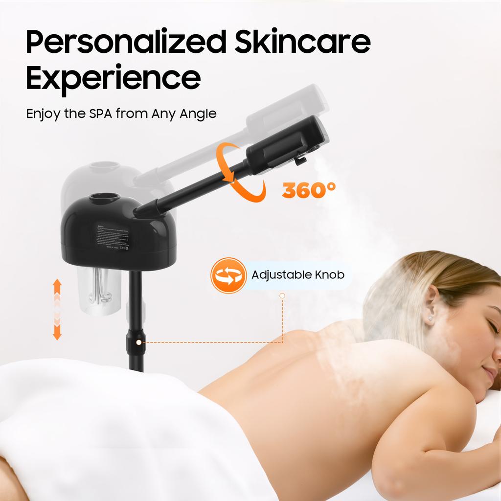 Professional Facial Steamer Ozone Nano Moisturizing 0.2Gal Large Tank 360° Rotation Home SPA Skin Care for Face Beauty Salon