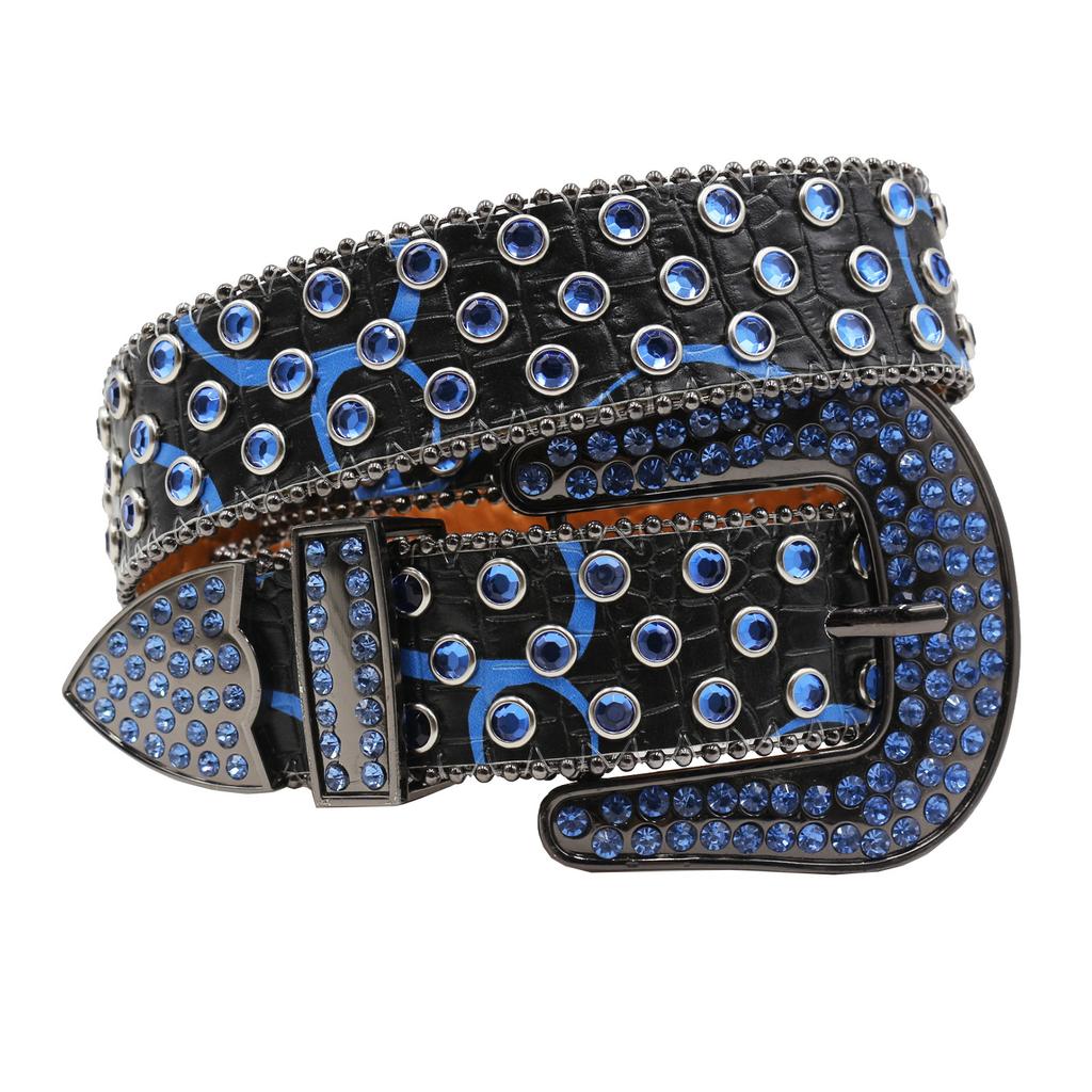 Punk Belt European and American Style Printed Rhinestone Punk Hot Girl Style Fashion Belt Men's and Women's Belt