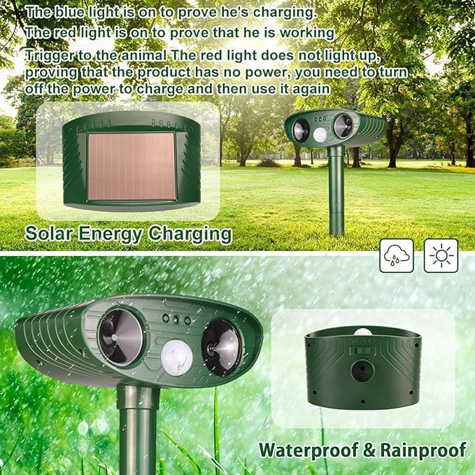 Garden Cat Repeller, Solar Garden Cat Repeller, Ultrasonic Cat Repeller, Garden Waterproof Cat Deterrent