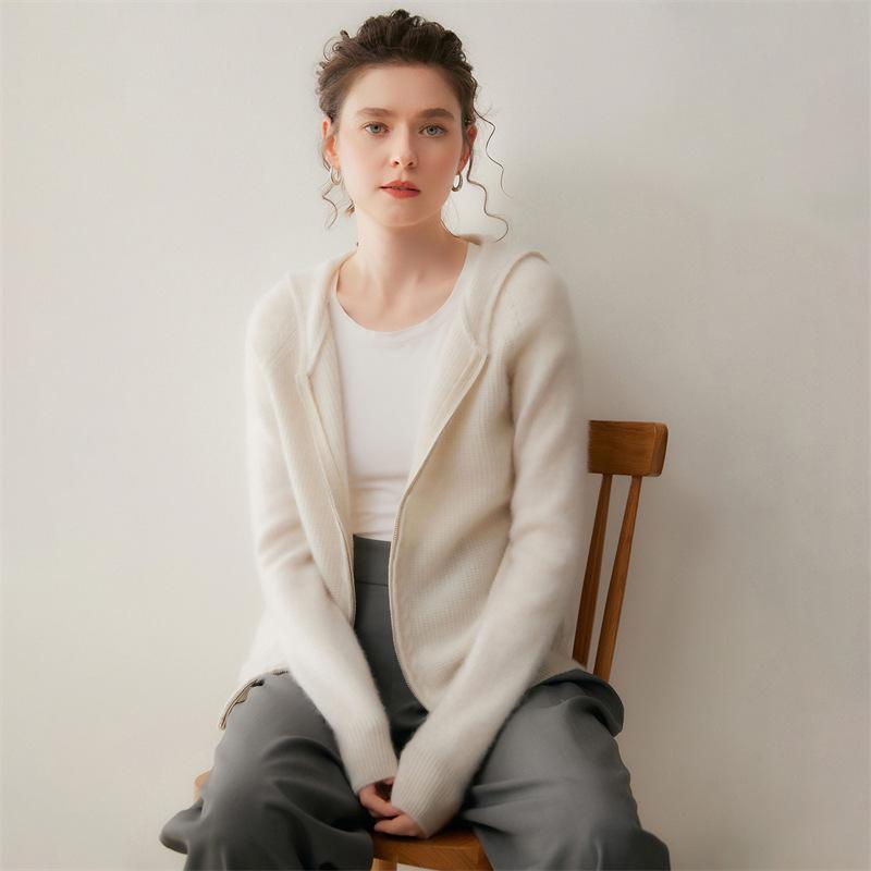 Cardigan Pull Manteau à Capuche en Cachemire pour Femme