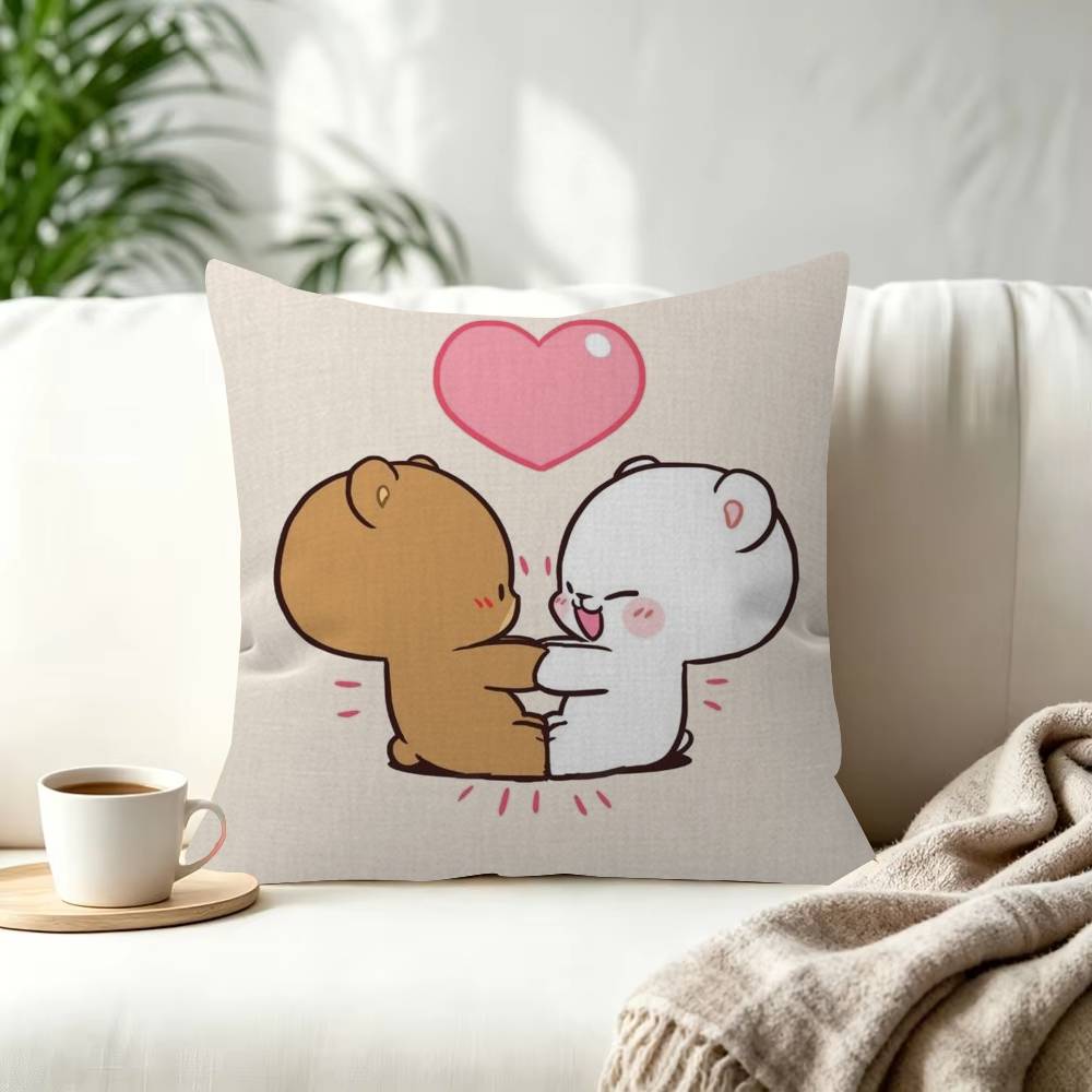 Cartoon MMilk And MMocha Decorative Pillowcase Square Pillowcase Home Office Decorative Cushion Cover
