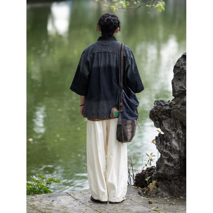 Summer New Chinese Style Vintage Denim Jacket For Men And Women, Loose Retro Button Washed Denim Top