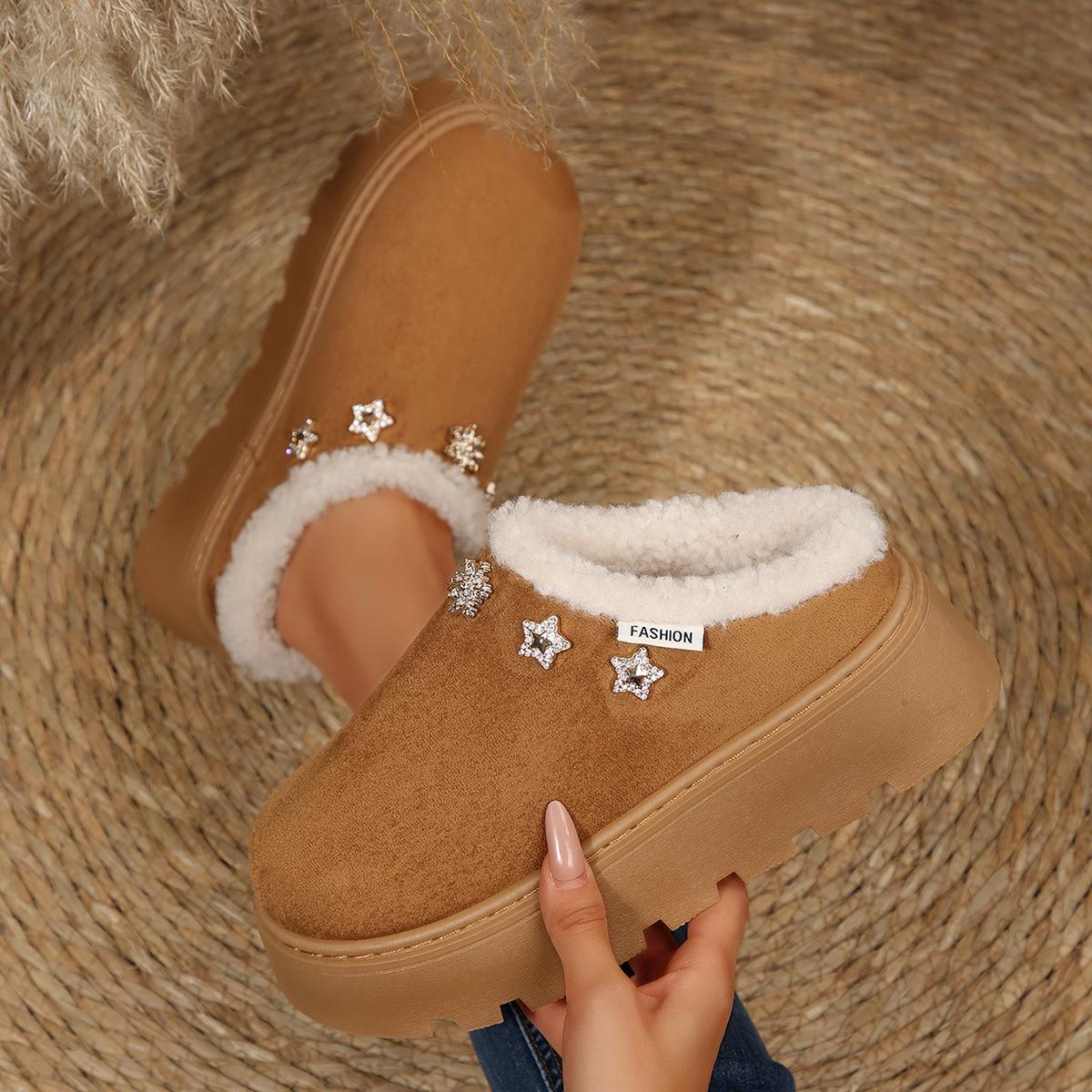 

Fashion Chunky Platform Wedge Heel Furry Casual Shoes Women 2025 Winter Warm Plush Mules Slippers Soft Thick Bottom Fur Outdoor Slippers 40-41 шоколадный