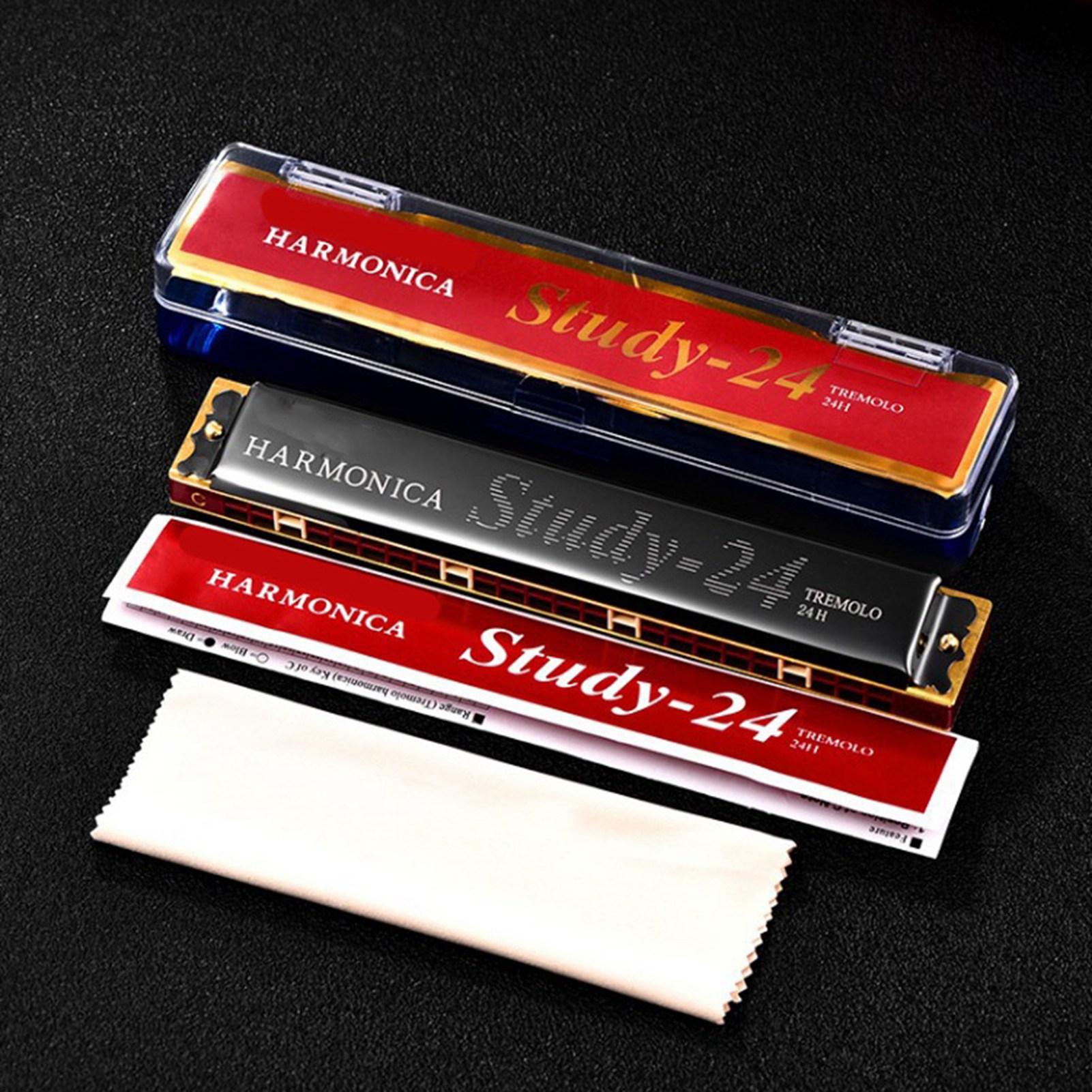 

Гармоніка тональності C 24 отвори смола дзеркальне полірування поверхні хороша герметичність тремоло губна гармошка для початківця срібна