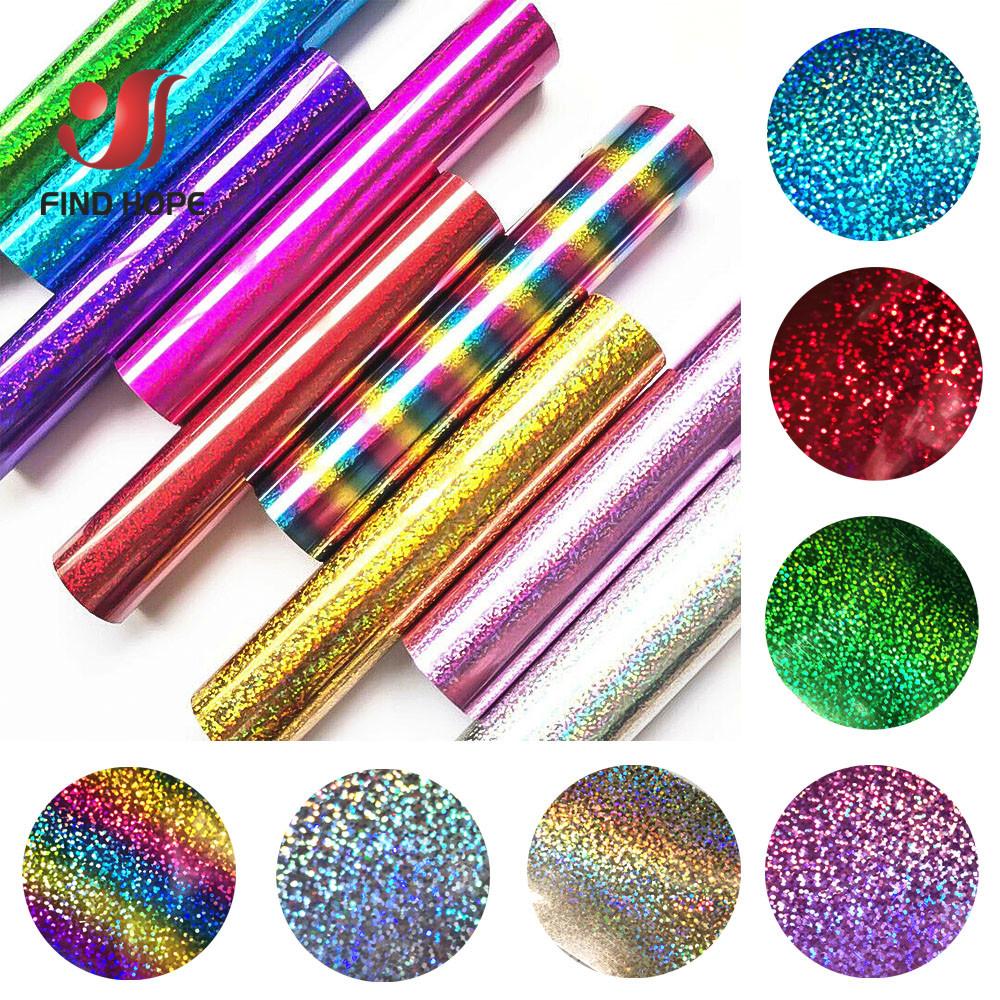 Glitter Shiny Hologram Iridescent Heat Transfer Vinyl Iron-on Clothing Heat Press Textile T-Shirt Cut Film Craft DIY