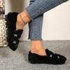 2026 Fashionable Hot Sale Simple Crystal Flower Fur Flats Women Ankle Strap Furry Rhinestone Snowflakes Fur Winter Shoes