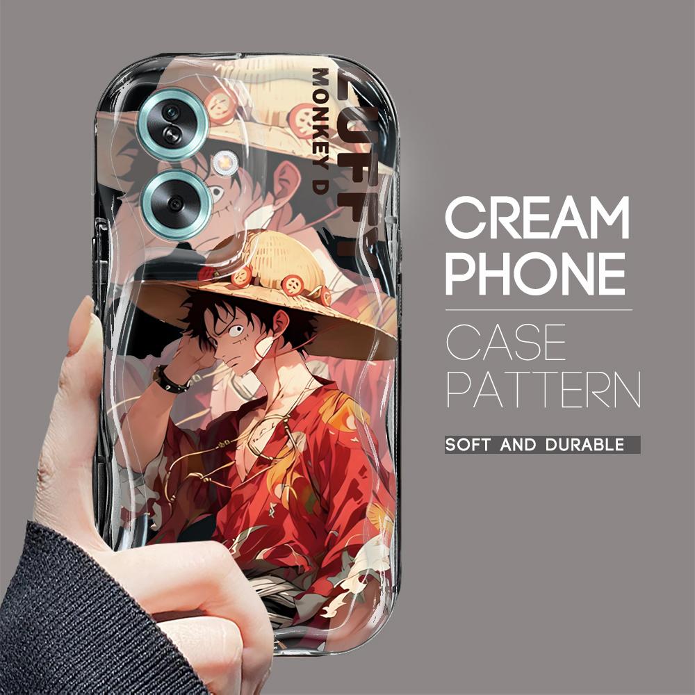 

Милый мультяшный узор, кремовая текстура, мягкий силиконовый чехол с волнистыми краями, чехол для телефона для OPPO Reno Realme Realme Narzo 70 5G чёрный