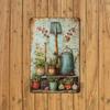 Vintage Metal Wall Art, Garden Tool Flower Pot Decor for Living Room Kitchen Home Indoor Outdoor