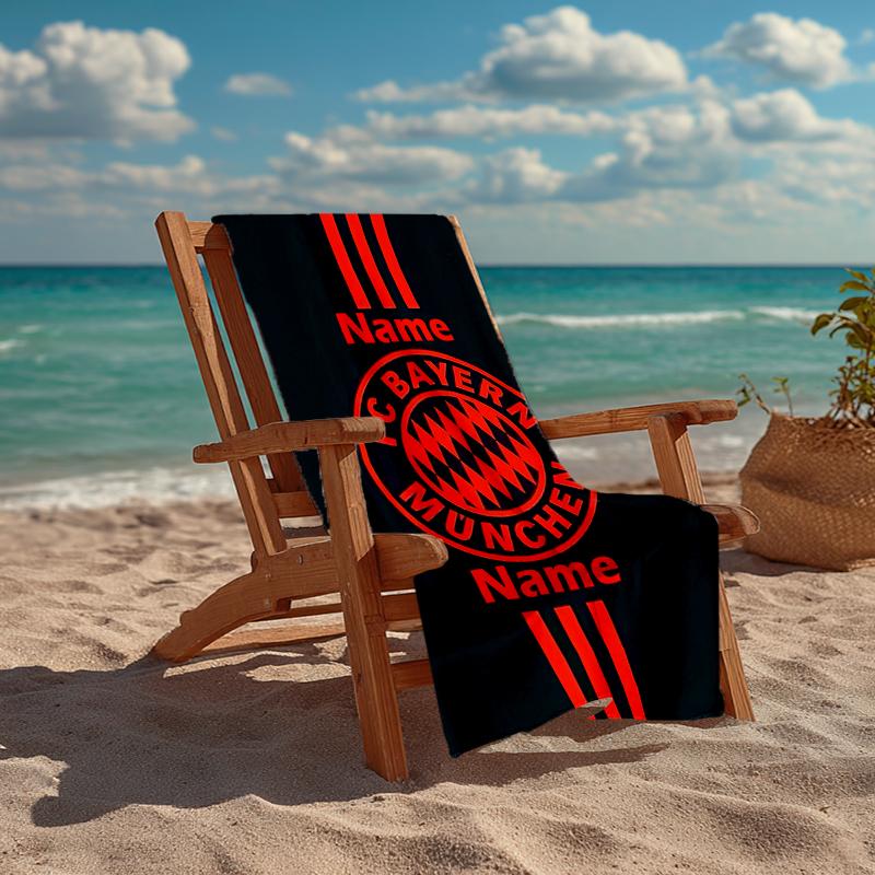 Custom Name Ultra-Soft Beach Towel with FC Bayern München Theme,Ideal for Pool - Camping, Diving - Perfect Travel Essential, Vibrant Beach Towel.