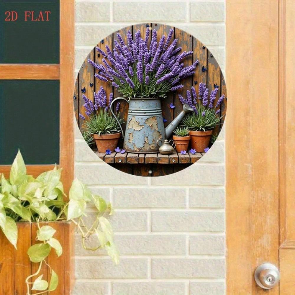 

Rustic Farmhouse Round Lavender Wall Decor Metal Art Sign For Outdoor Garden 20x20 разноцветный