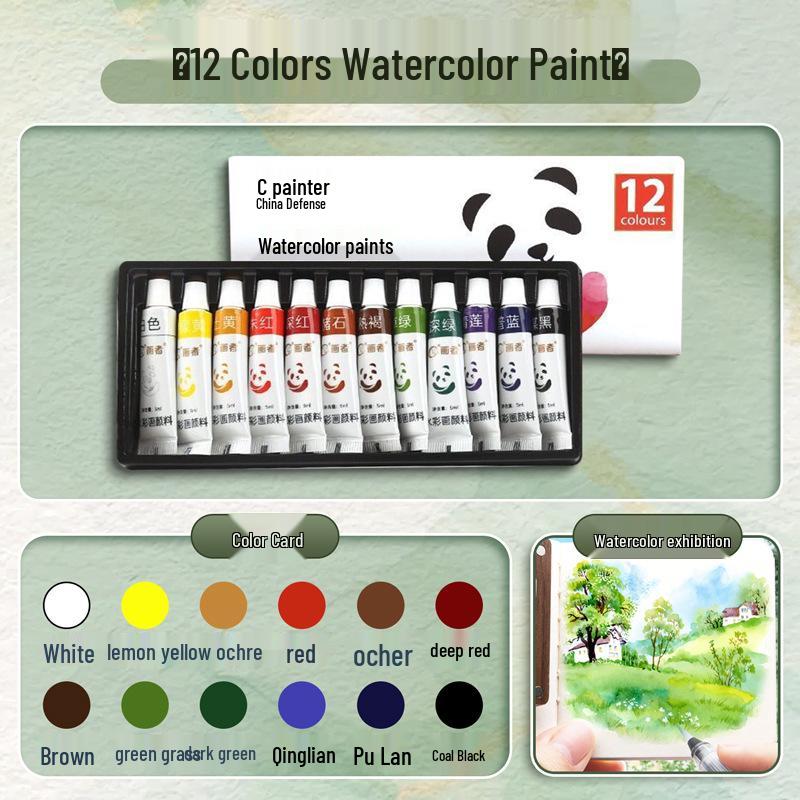 Portable Mini Watercolor Kit: Transparent High-Transmittance Plastic with Separate Compartments for Sketching and Travel