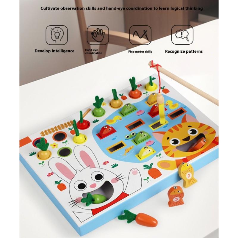 Early Learning Puzzle Toy For Kids Interactive Fishing And Carrot Harvesting Activity Toy for Hand Eye Coordination