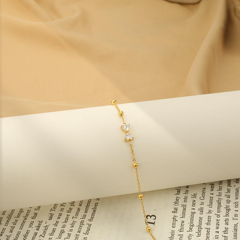 New Arrival Trendy Elegant Minimalist Stainless Steel Gold Plated Chain & Link Bow Knot Unisex Bracelet