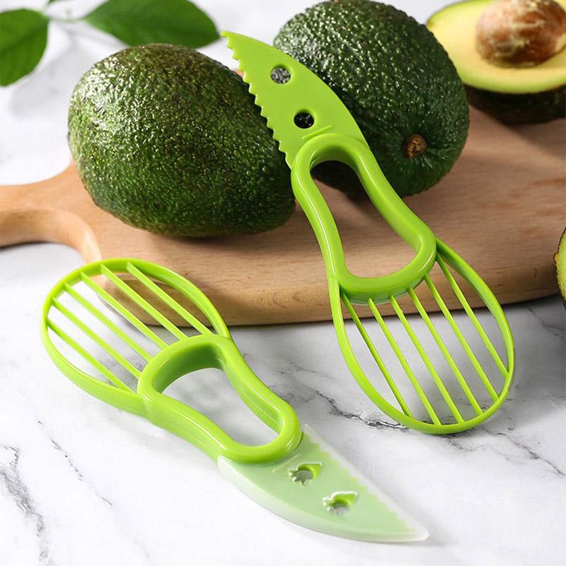 3-in-1 Avocadoschneider Shea Corer Butter Obstschäler Cutter Pulpe Separator Plastikmesser Küchengemüsewerkzeuge Wohnaccessoire Küchenzubehör