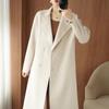 Elegant 2026 Double-Sided Wool Coat - Women's Mid-Length Lapel Over-the-Knee Solid Color