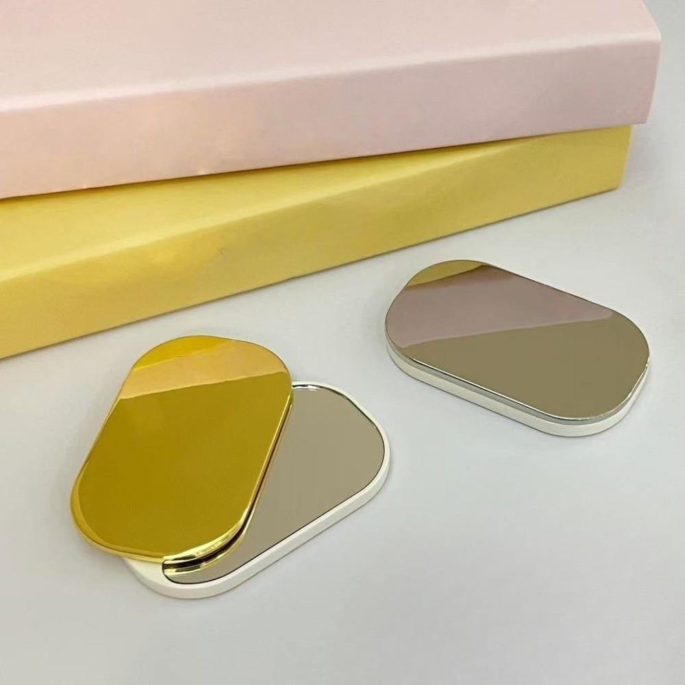 Metal Frame Portable Mirror Mini Pocket Rotating Mirror Heart Shape Makeup Mirror Travel Use