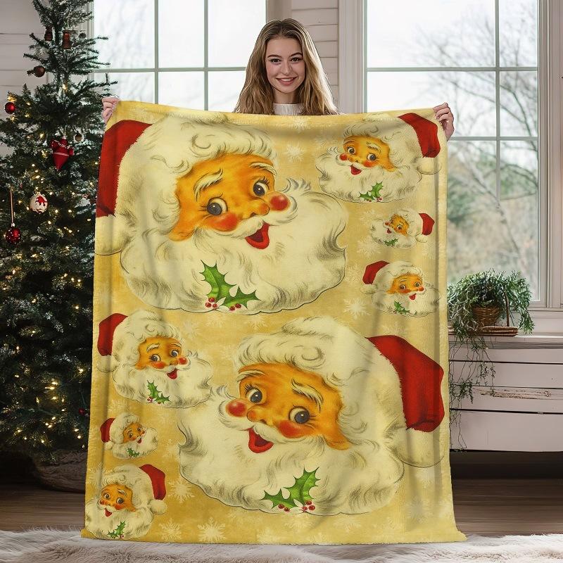 Christmas Geometric Theme Digital-printed Polyester Velvet Flannel Soft Sofa Cover Blanket Fleece Sofa Cover Blankets for Beds