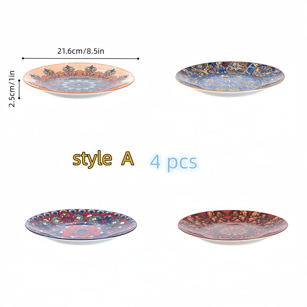 Bohemia Ceramic Large Plate Set Household Steak Plate Western Plate Creative Breakfast Plate Dish Plate Restaurant Flat Plate