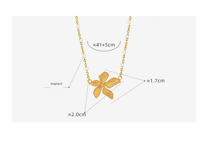 18K Gold Hong Kong Retro Petal Pendant Necklace: Titanium Steel, Colorfast, Versatile Women's Jewelry