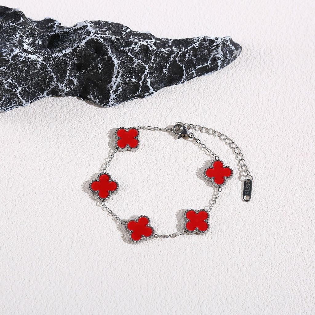 Five Flowers and Four Leaf Clover Women's Bracelet, Light Luxury, High Luxury, Lucky Grass Head Accessories