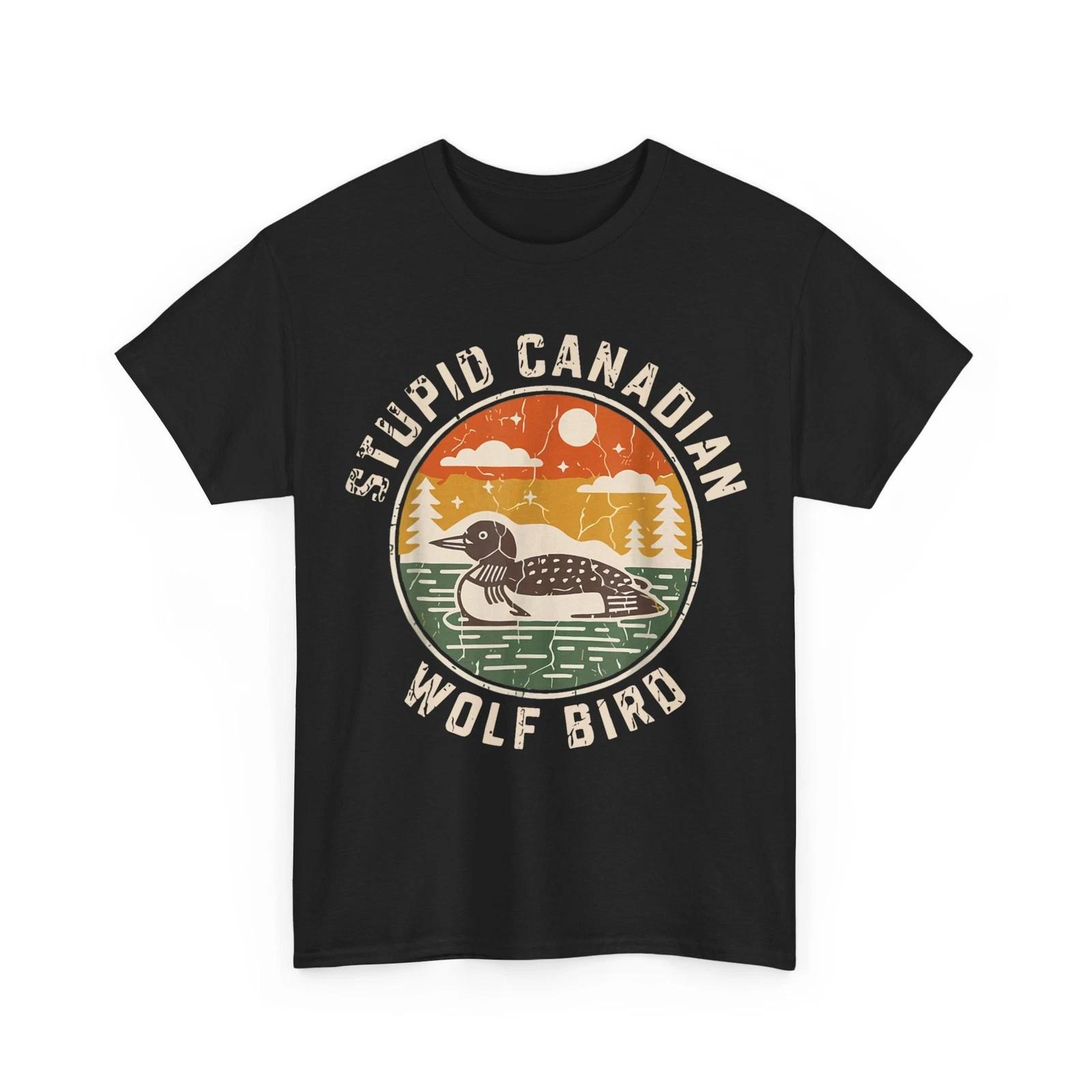 Vintage Stupid Canadian Wolf Bird Cute Loon Sarcastic Animal T-Shirt 2XL