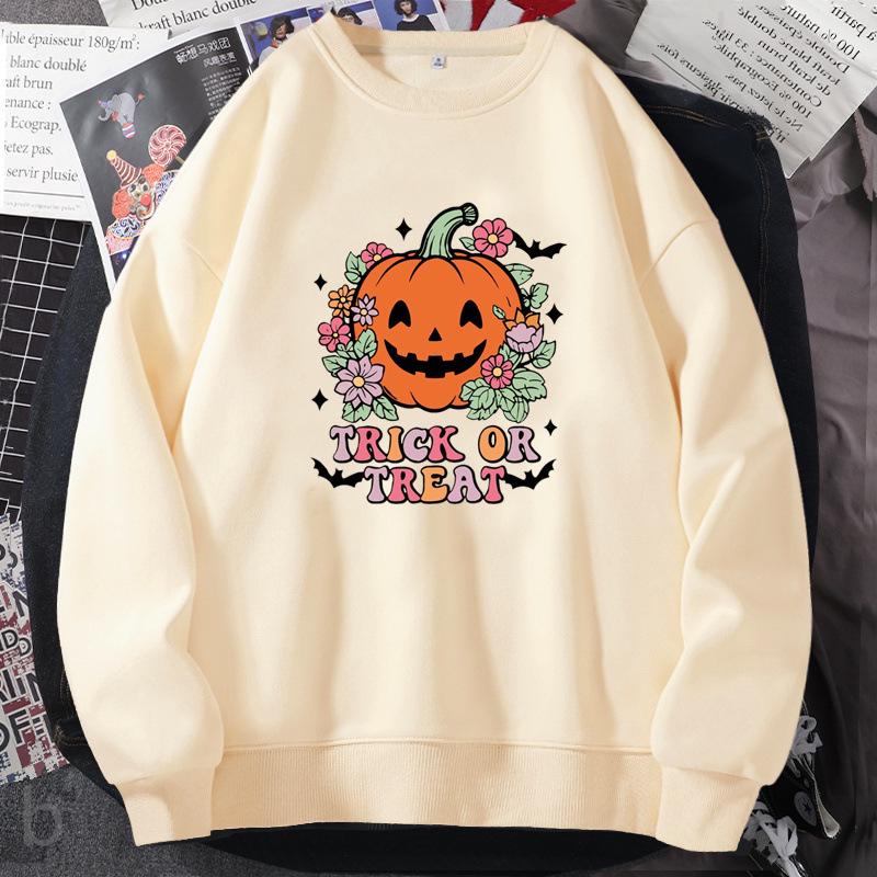 Women's 2025 Fashion Pumpkin Print Round Neck Sweatshirt