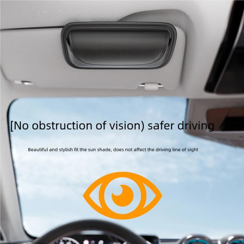 Car Sun Visor Glasses Case Clip Sunglasses Storage Bag with Mobile Phone Space Document & Receipts Organizer for Vehicle