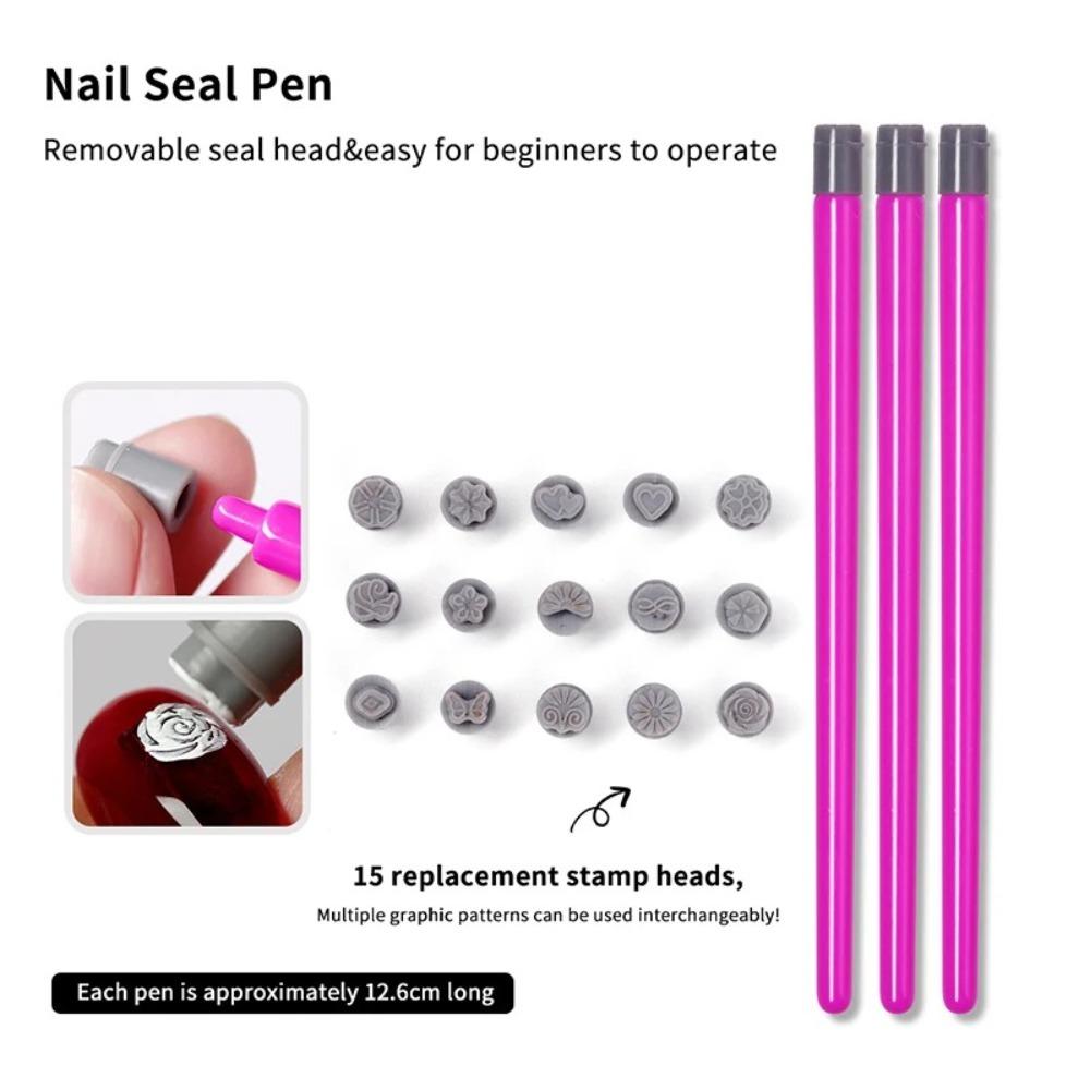 Non-Alcoholic Nail Template Easy  DIY Manicure Carving Mold Nail Art Stamp Pen  Manicure Tool