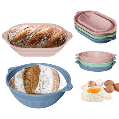 Gärkörbchen aus Silikon für Brot, Banneton, faltbar, oval, rund, zusammenklappbare Schüssel für Sauerteig-Backzubehör, antihaftbeschichtetes, schimmelfreies Teigformungswerkzeug