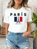 Damen Freizeit Rundhals Kurzarm Paris Buchstaben Druck T-Shirt Weich Atmungsaktiv Lockerer Schnitt Stylisches Grafik-T-Shirt Streetwear T-Shirts