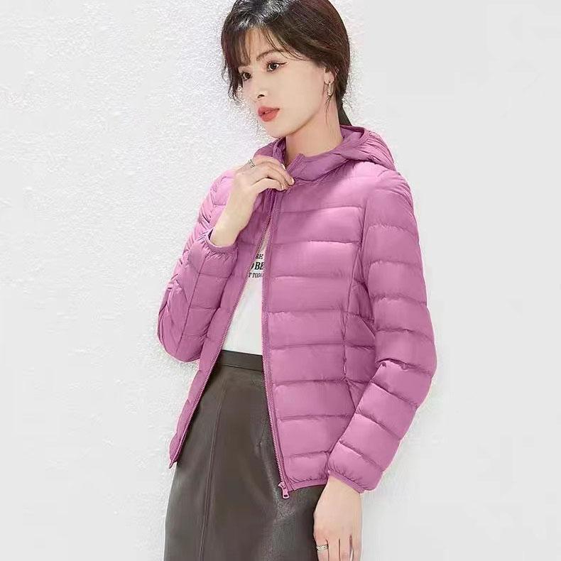 Down Jacket Women's Lightweight Short Hooded Autumn Winter White Duck Down Warm Jacket