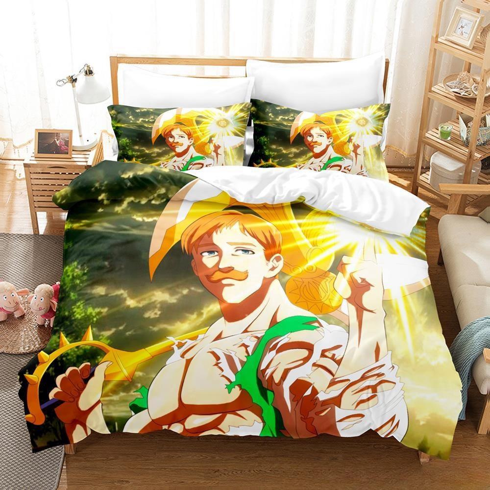 3D Anime Escanor The Seven Deadly Sins Bedding Set Single Twin Full Queen King Size Bed Set Adult Kid Bedroom Duvetcover Sets