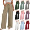 Women Casual Loose Fit Drawstring Waist Pants with Pocket and Button Detail Relaxed Style Comfortable Fit