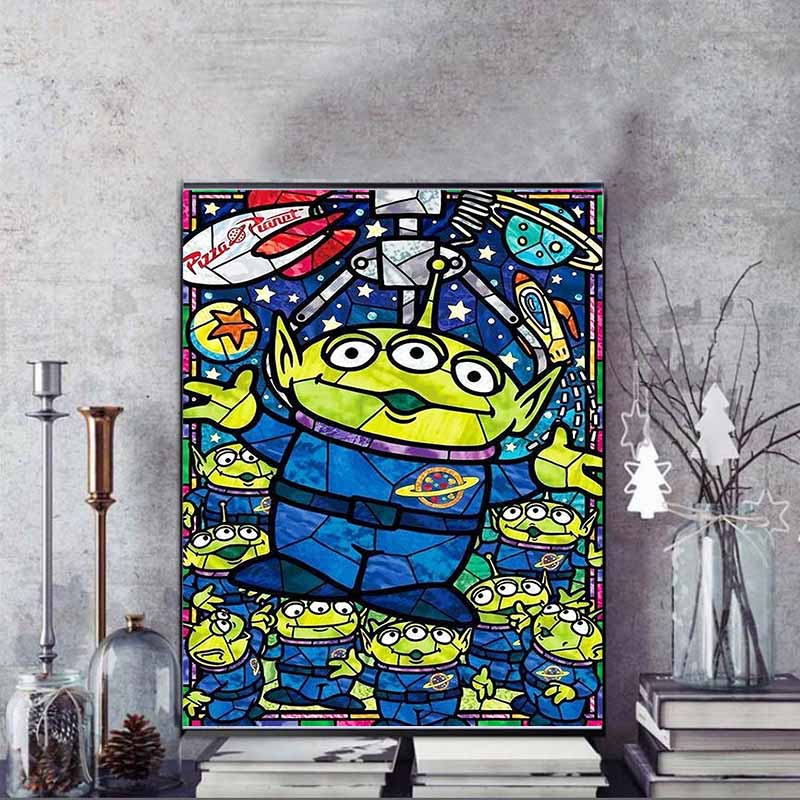 Disney Diamond Painting Three Eyed Monster Stained Glass Style Illustration 5D Diamond Painting Art Embroidery Cross-stitch Room Decoration