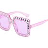 Starry Sky Sunglasses With Diamond Accents, Large Frame Glasses, Square Sunglasses, Street Style Trendy Personalized Sunglasses For Women