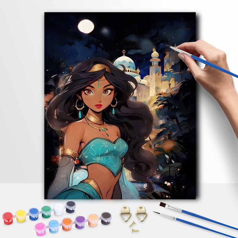 Disney DIY Jasmine Arabian Night Painting Kit Home Wall Decor Handmade Gift for Room Aesthetic Modern Art Craft Decorating Canvas Sets