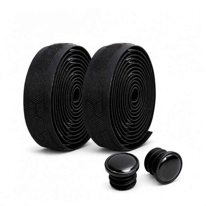 Cushioned Bike Bar Tape Set with Dotted Grip Texture, 2 Tape Rolls and 2 Bar-End Plugs for Road and Mountain Drop Handlebars
