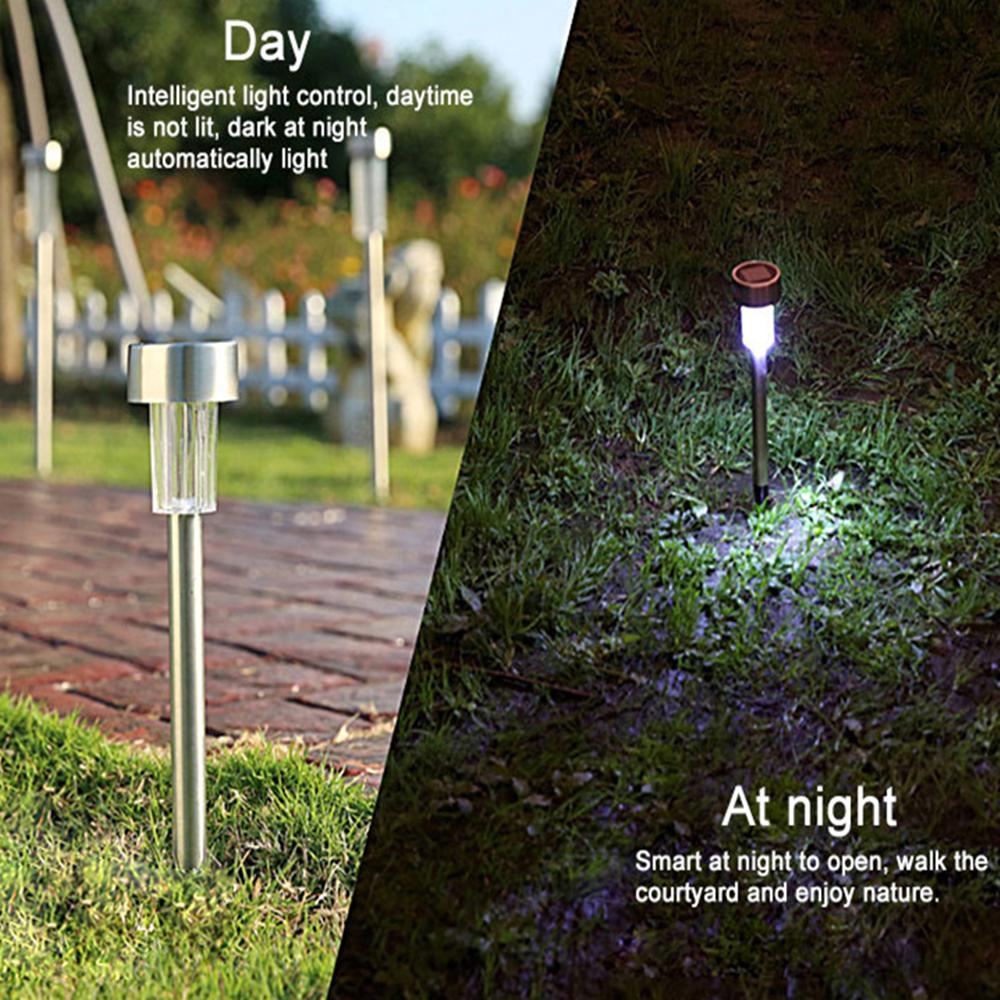 New 4 Pieces Garden Outdoor Stainless Steel LED Lawn Solar Landscape Path Lights Lamp