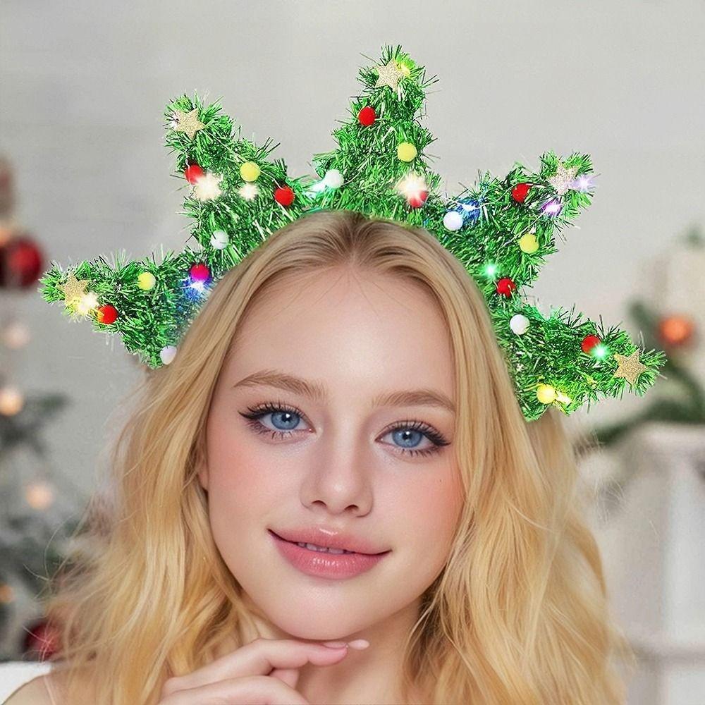 Colorful Ball Christmas Tree Headband Festival Decoration Xmas Hairband  Happy New Year