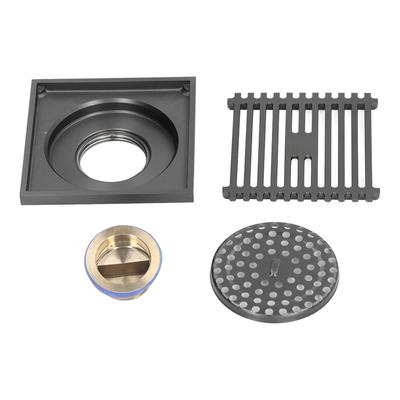 Floor Drain Stainless Steel Square Anti Odor Large Displacement Bathroom Grate for Home Balcony