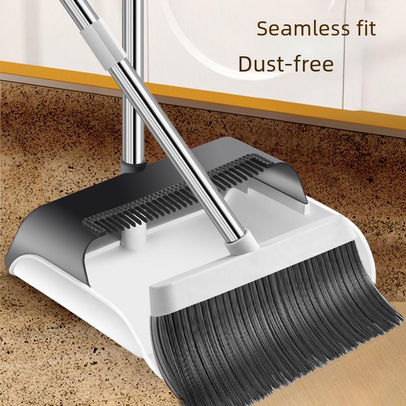 Household Broom & Dustpan Set: Soft Bristle, Dual-Use Design with Scraping Teeth for Wet/Dry Cleaning